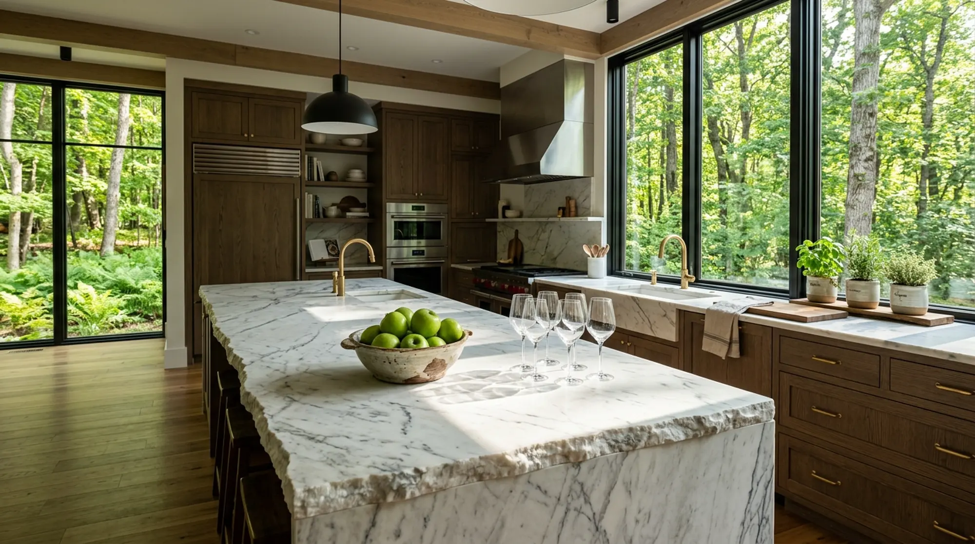 Marble kitchen island